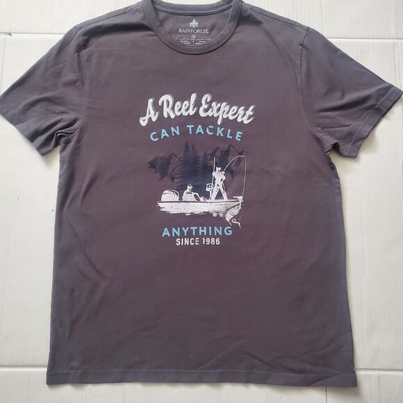 Rainforest Size medium Gray Short Sleeve Polyester Shirt - Picture 1 of 11